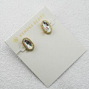 Kendra Scott White Iridescent Glass Stud Earrings